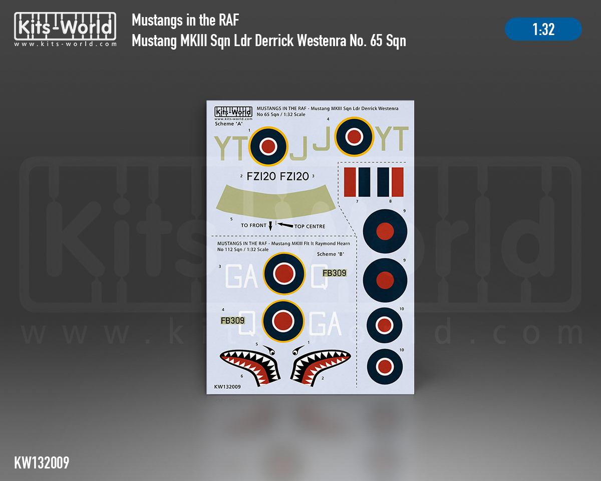 Kitsworld 1/32 Scale - P-51 Mustang Mk.III - RAF - Full Colour Decal KW132009 